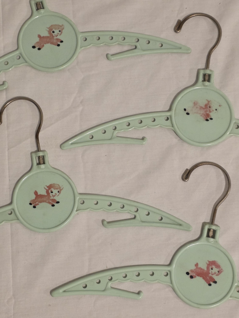 Lot Of 4 Vintage Children's Plastic Hangers 11½" Swivel Cottagecore Baby Clothes